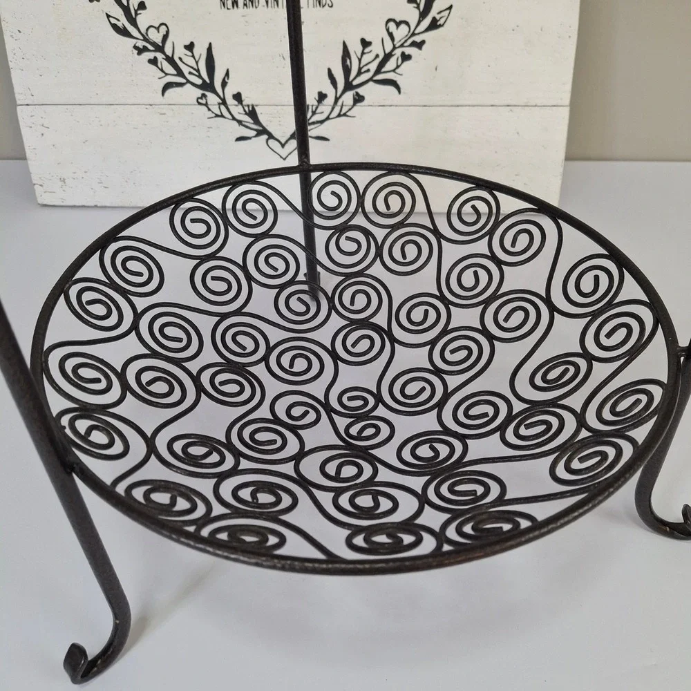 Ornate Scroll Two Tier Metal Serving Stand Dessert Fruit Display‎